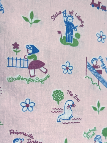 1940s Manhattan Tourism Novelty Print Cotton